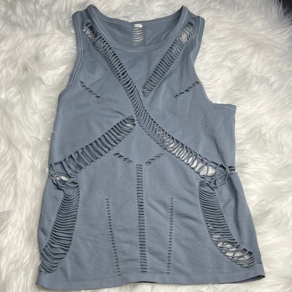 ALO Yoga Distressed Gray Tank Top - Picture 1 of 4